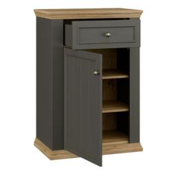 Rackhams Pontypool Shoe Cabinet with Drawer in Grey and Mauvella Oak - Matt - Standard - Grey & Mauvella Oak - thumbnail 5