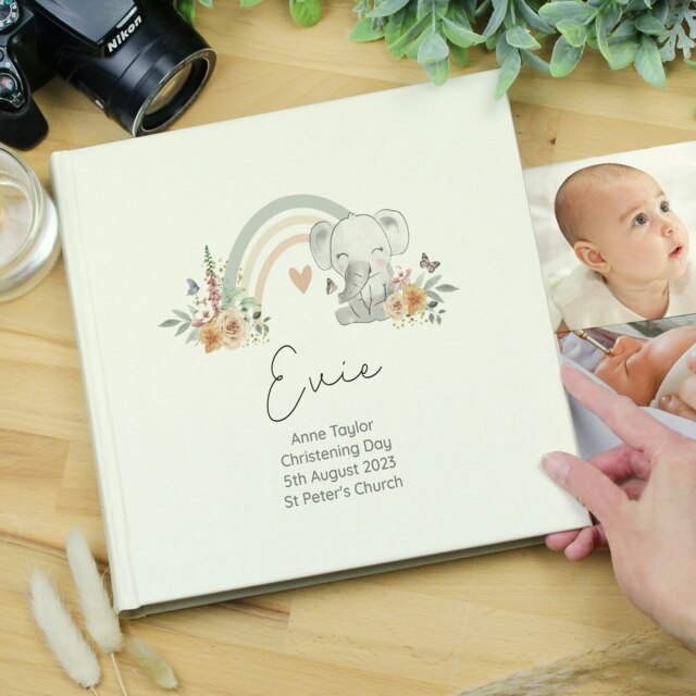 Rackhams Personalised Floral Elephant Square Photo Album - image 1