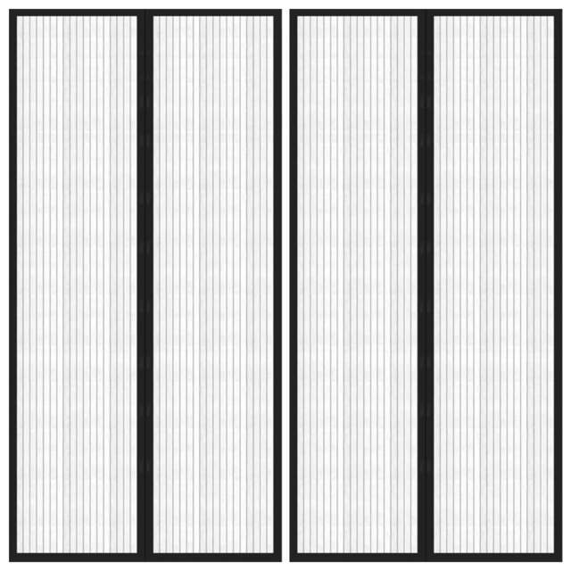 Rackhams Insect Door Curtains 2 pcs with Magnet Blocks Black 220x100 cm