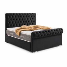 Rackhams Sleigh Divan Bed with Headboard - Small Double - Solid Wood - Mink - thumbnail 2