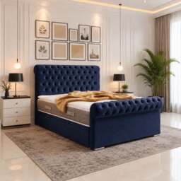 Rackhams Sleigh Divan Bed with Headboard - Small Double - Solid Wood - Mink - thumbnail 4