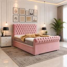 Rackhams Sleigh Divan Bed with Headboard - Small Double - Solid Wood - Mink - thumbnail 3