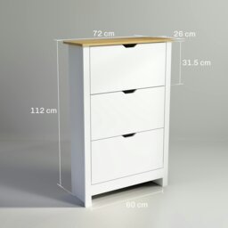 Rackhams 18-Shoe Storage Cabinet 6 Shelves 3 Drawers Tabletop High Gloss White - thumbnail 6