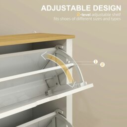 Rackhams 18-Shoe Storage Cabinet 6 Shelves 3 Drawers Tabletop High Gloss White - thumbnail 5