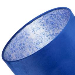 Rackhams Deep Sea Blue Velvet Drum Lamp Shade with Inner Floral Pattern Lining - thumbnail 5