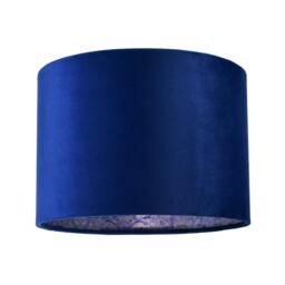 Rackhams Deep Sea Blue Velvet Drum Lamp Shade with Inner Floral Pattern Lining
