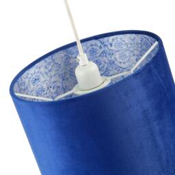 Rackhams Deep Sea Blue Velvet Drum Lamp Shade with Inner Floral Pattern Lining - thumbnail 4