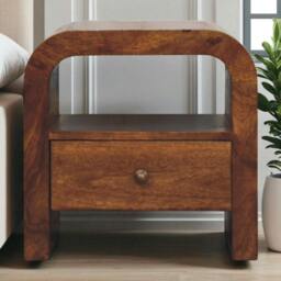 Rackhams Darcy Chestnut Nightstand with Drawer and open shelf - thumbnail 2