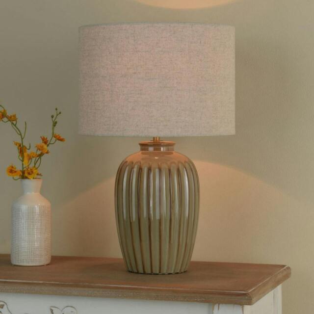 Rackhams Zinnia Brown Ribbed Table Lamp - image 1