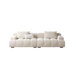 Rackhams Moira Two Seater Sofa, Three Seater Sofa, Velvet - Off White - Three Seater 280CM - thumbnail 2