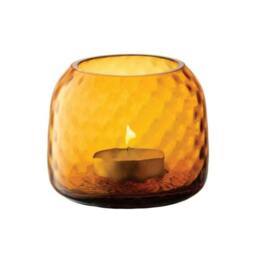 Rackhams LSA Dapple Mouth Blown Glass Tealight Holder Vase 7cm Amber - 7cm - 1 - Glass