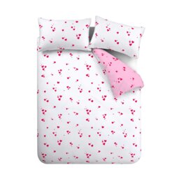 Rackhams Seersucker Heart Duvet Cover Set - White / Red - Single - thumbnail 5