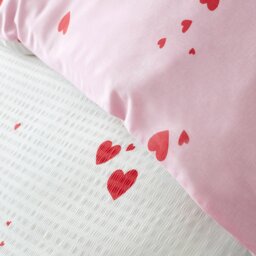 Rackhams Seersucker Heart Duvet Cover Set - White / Red - Single - thumbnail 4