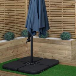 Rackhams 3m Cantilever Banana Garden Parasol in Blue with Crank Handle and Parasol Base Weights Included - thumbnail 4