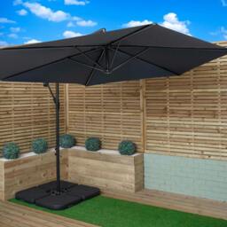 Rackhams 3m Cantilever Banana Garden Parasol in Blue with Crank Handle and Parasol Base Weights Included - thumbnail 1