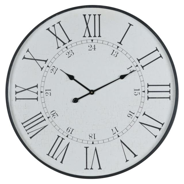 Rackhams Large Round Embossed Station Clock - Neutral - One Size - Neutral - 100% Wood - image 1