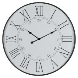 Rackhams Large Round Embossed Station Clock - Neutral - One Size - Neutral - 100% Wood - thumbnail 1