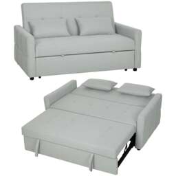 Rackhams 2 Seater Sofa Bed, Convertible Pull Out Bed Settee, Light Grey - Light Green - Sofa Bed - 158W x 85D x 85H cm - thumbnail 3