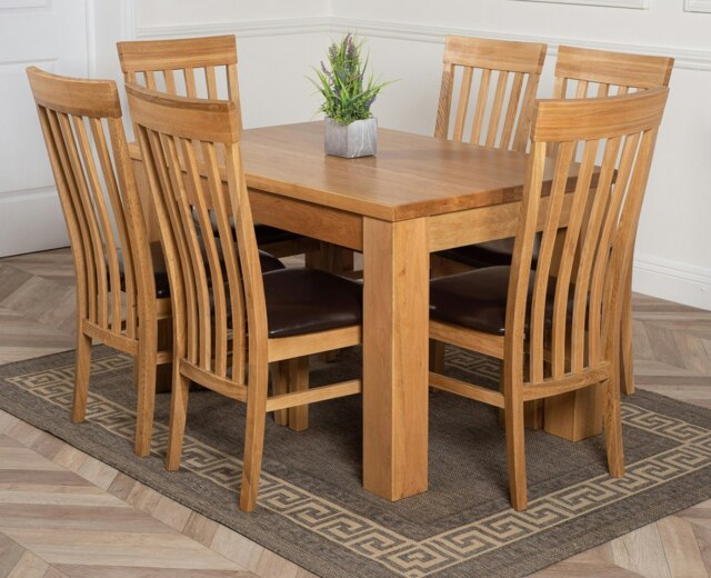 Rackhams Dakota Small Oak Dining Table with Harvard Oak Chairs - Natural Oak - 6 chairs - image 1