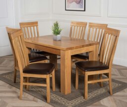 Rackhams Dakota Small Oak Dining Table with Harvard Oak Chairs - Natural Oak - 6 chairs - thumbnail 4