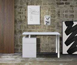 Rackhams CALISTA Gloss White with Brushed Steel Legs 3-Drawer Contemporary Home Office Computer Desk - thumbnail 6