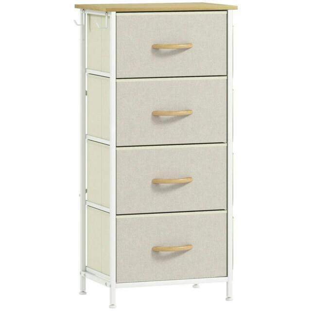 Rackhams Chest of Four Fabric Drawers - Beige
