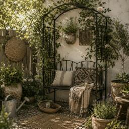 Rackhams Sovemo Metal Black 2 Seater Garden Bench With Arch Back For Climbing Plants - thumbnail 1