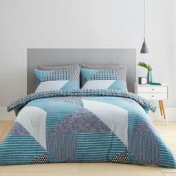 Rackhams Larsson Geo Duvet Cover Set - Teal - Single - thumbnail 1