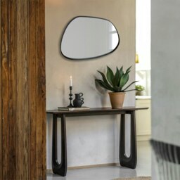 Rackhams Modern Black Pebble Metal Wall Mirror - 53cm x 41cm - Brown - thumbnail 2