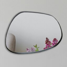 Rackhams Modern Black Pebble Metal Wall Mirror - 53cm x 41cm - Brown