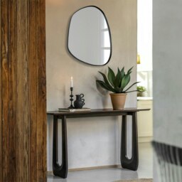 Rackhams Modern Black Pebble Metal Wall Mirror - 53cm x 41cm - Brown - thumbnail 3