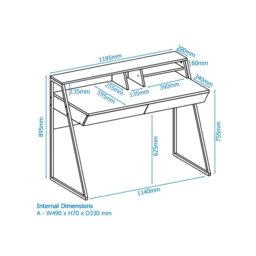 Rackhams Salcombe desk in black oak light - Black - thumbnail 4