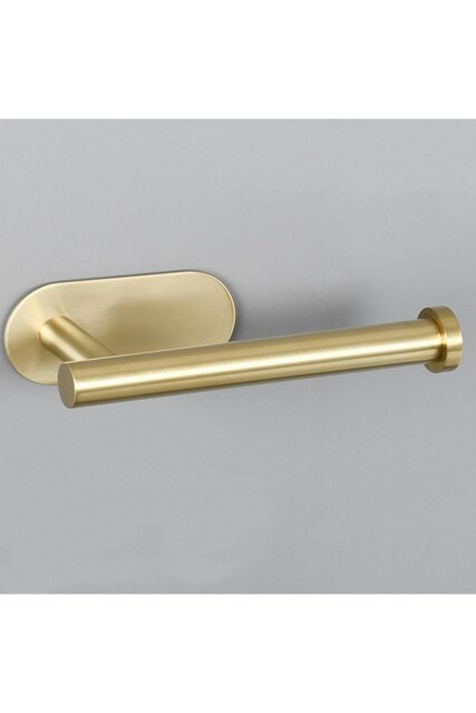 Rackhams Stainless Steel Self-Adhesive Non-Perforated Bathroom Paper Towel Holder - Gold - image 1