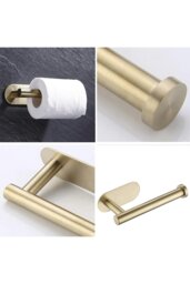 Rackhams Stainless Steel Self-Adhesive Non-Perforated Bathroom Paper Towel Holder - Gold - thumbnail 5
