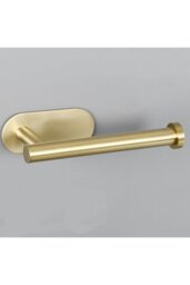 Rackhams Stainless Steel Self-Adhesive Non-Perforated Bathroom Paper Towel Holder - Gold