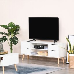 Rackhams Modern TV Stand W/ Storage Shelf Media Console Table Entertainment Center - White - thumbnail 1
