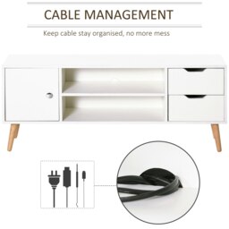 Rackhams Modern TV Stand W/ Storage Shelf Media Console Table Entertainment Center - White - thumbnail 3