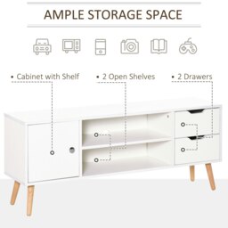 Rackhams Modern TV Stand W/ Storage Shelf Media Console Table Entertainment Center - White - thumbnail 4