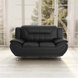 Rackhams Eclipse Leather 3+2 Seater Sofa in Black - 3 Seater & 2 Seater Set - thumbnail 3