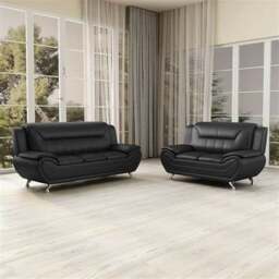 Rackhams Eclipse Leather 3+2 Seater Sofa in Black - 3 Seater &amp 2 Seater Set