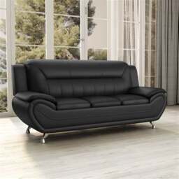 Rackhams Eclipse Leather 3+2 Seater Sofa in Black - 3 Seater & 2 Seater Set - thumbnail 4