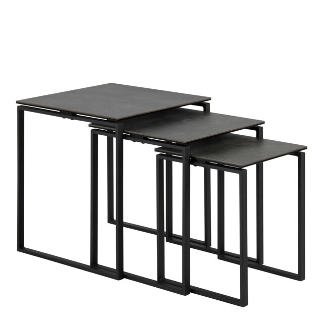 Rackhams Katrine Ceramic Nest of Tables in Black Set of 3 - 1 - image 1
