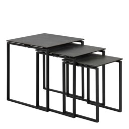 Rackhams Katrine Ceramic Nest of Tables in Black Set of 3 - 1