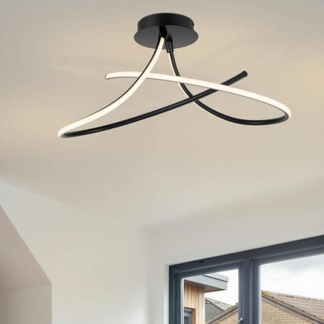 Rackhams Carter 2 Light LED, Curved Ceiling Light - Matt Black - image 1