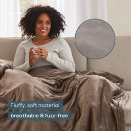 Rackhams HD75T Cosy Heated Snuggie Throw Taupe - thumbnail 5