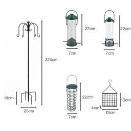 Rackhams Complete Bird Feeding Station 4 Feeders Outdoor Garden Wild Birds Feeder - thumbnail 3