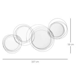 Rackhams Metal Wall Mirrors, 107cm Modern Decorative Silver Mirror Decor Hanging, Home Wall Sculptures for Living Room Bedroom Dining Room - thumbnail 3