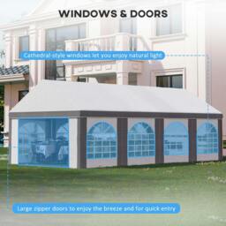 Rackhams 8m x 4m Marquee Gazebo with Sides, Level 4 Wind Protection & Waterproof, Light Grey - thumbnail 5
