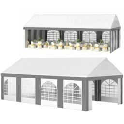 Rackhams 8m x 4m Marquee Gazebo with Sides, Level 4 Wind Protection & Waterproof, Light Grey - thumbnail 1