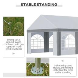 Rackhams 8m x 4m Marquee Gazebo with Sides, Level 4 Wind Protection & Waterproof, Light Grey - thumbnail 6